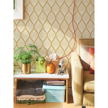 北歐ins金色幾何墻紙自粘加厚防水防潮墻貼 床頭裝飾壁紙家具翻新