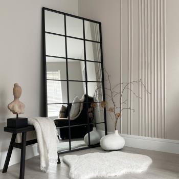 北歐現代簡約方形壁掛室內家具全身穿衣鏡鐵藝復古玄關金屬裝飾鏡
