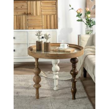 摩洛哥風格裝飾家具復古邊幾角幾實木鋼化玻璃茶幾土耳其軟裝圓桌