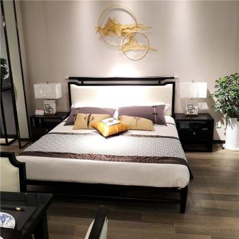新中式實木床主臥床1.8米雙人床酒店 民宿禪意簡約現代家具中式婚
