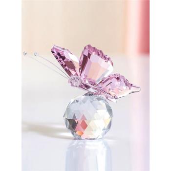 出口級】k9水晶玻璃蝴蝶小動物擺件可愛書架櫥柜家具裝飾女生禮物