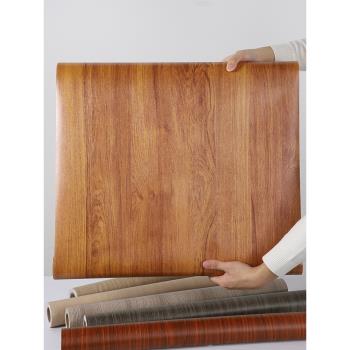 加厚棕色科技木原木北歐橡木防水壁紙貼膜家具貼皮木紋貼紙自粘膜