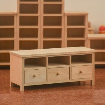 1/12Dollhouse娃娃屋迷你傢俱木製手工微型抽屜電視櫃儲物櫃擺件