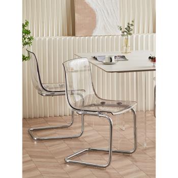 網紅亞克力椅子水晶透明椅塑料設計師餐椅北歐家用餐桌椅靠背凳子