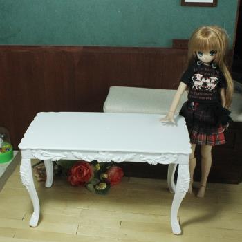 迷你雕花白色桌子 長方形6分BJD娃娃 兵人AZONE小布可用餐桌娃屋