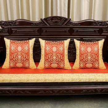 紅木沙發坐墊中式實木家具加厚海綿墊羅漢床五件套罩帶靠背防滑
