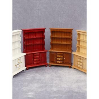 1:12dollhouse模型娃娃屋迷你傢俱模型擺件書櫃三層立櫃子 展示櫃