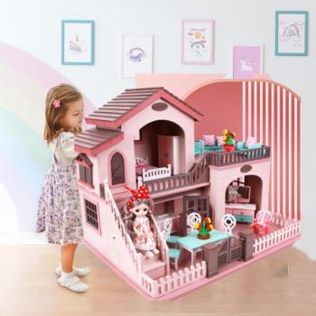 木制夢幻公主城堡女孩玩具小房子家具臥室廚房兒童過家家豪華別墅