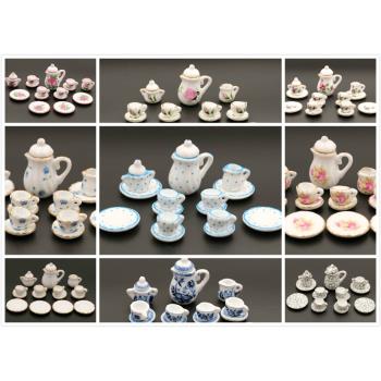 【娃娃屋DOLLHOUSE迷你家具配件茶具模型】陶瓷15件套 多款供選