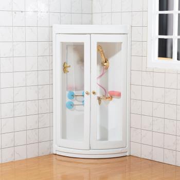 DollHouse娃娃屋BJD微縮模型OB11白色淋浴房袖珍迷你家具浴室微