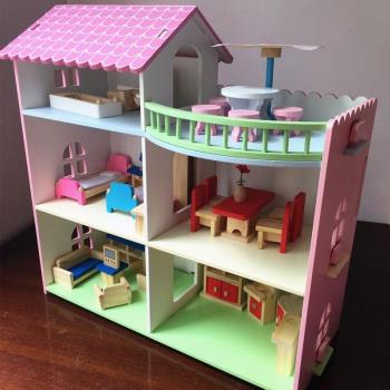 兒童過家家玩具女孩迷你房子小別墅仿真房間木制質娃娃屋生日禮物
