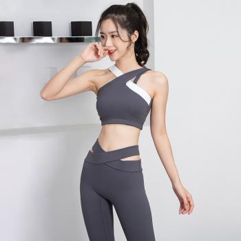 2023新款網紅緊身專業性感健身房跑步運動瑜伽服撞色套裝女兩件套