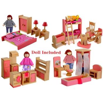木制過家家益智玩具家具套裝女孩仿真迷你小家具布娃娃玩偶