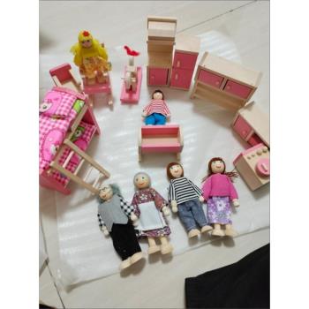 木製過家家益智玩具傢俱套裝女孩模擬迷你小家具布娃娃玩偶