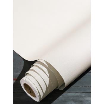 磨砂米色PVC防水墻紙自粘臥室溫馨壁紙純色宿舍寢室墻貼家具翻新