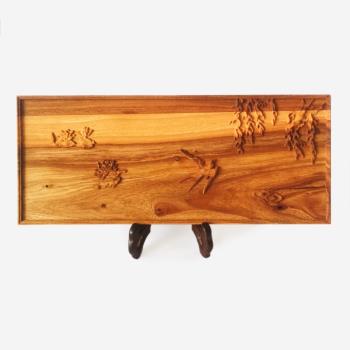 家具柜門新中式木雕浮雕木貼花板 簡約民宿古典裝飾擺件畫 木版畫