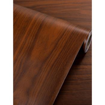 棕色櫻桃木加厚防水波音軟片自粘木紋貼紙書桌舊家具翻新貼皮仿真