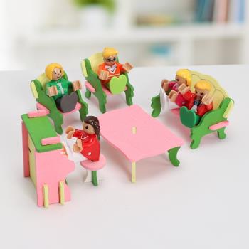 兒童木制仿真diy拼裝家具迷你家具女孩益智手工組裝模型玩具禮物