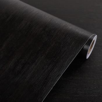 加厚木紋貼紙自粘仿木紋黑色家具辦公桌翻新貼壓紋仿真桌面黑胡桃