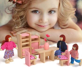 木制仿真過家家玩具仿真家具粉色房間廚房兒童房廚房臥室家具玩具