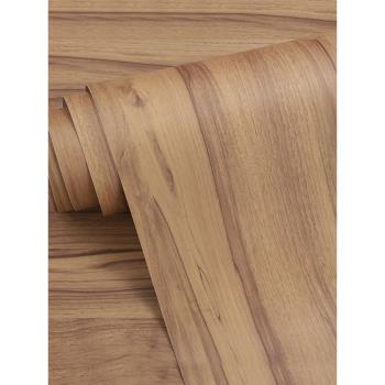 淺胡柳木木紋貼紙自粘仿木桌面家具翻新貼皮柜子廚房櫥柜波音軟片