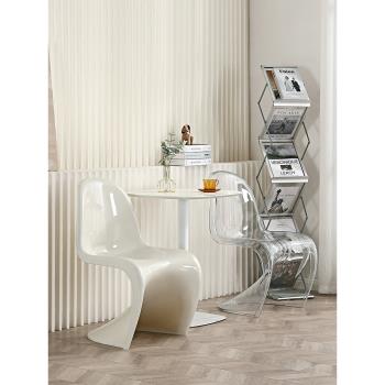 白色潘東椅設計師餐椅網紅餐桌椅透明亞克力椅子家用現代簡約餐凳