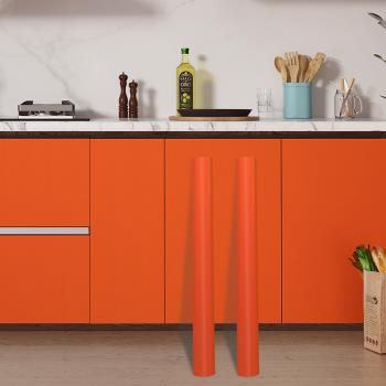 橙色墻紙自粘pvc背景墻貼紙防水可擦洗壁紙寢室家用家具翻新改色