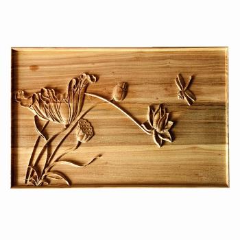 中式木板畫 桌面裝飾擺臺壁掛版畫 家具柜門箱子雕花板浮雕木貼花
