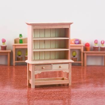 1/12Dollhouse娃娃屋迷你木制家具純手工置物架書柜模型儲物擺件