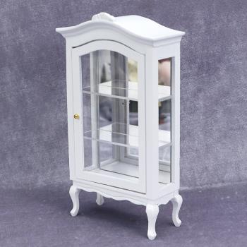 DollHouse娃娃屋微縮模型模型屋迷你家具配件 純白弧頂珍藏櫃子