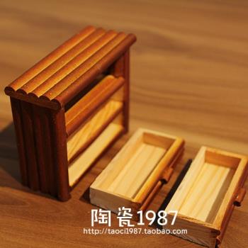 zakka迷你傢俱模型仿古家居純手工製作雙抽屜櫃子裝飾品擺件