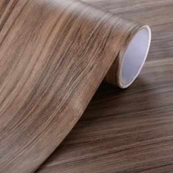 木紋貼紙自粘加厚家具柜子胡桃木桌面翻新墻紙淺烏木板皮貼木紋紙