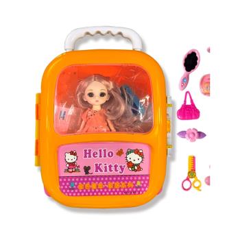 粉紅凱蒂貓過家家 KT貓套裝拉桿箱粉紅貓 兒童行李箱玩具