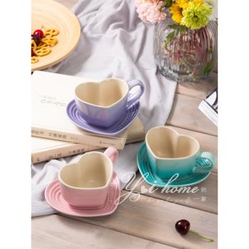 酷彩Le Creuset北歐日式家用情侶心形咖啡茶杯時尚創意造型杯子女