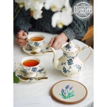 咖啡杯碟套裝復古青花陶瓷咖啡壺咖啡杯高檔精致英式下午茶杯茶具