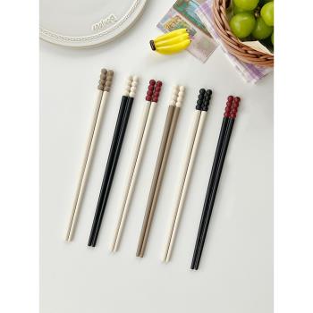 穆尼 創意糖豆糖葫蘆筷子ins簡約素色合金筷子高顏值家用分餐筷