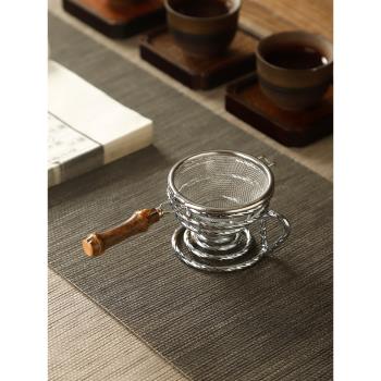 紫竹304不銹鋼茶漏茶濾套裝日式濾茶器茶葉過濾網漏斗茶隔泡茶配