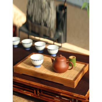 家用功夫茶具竹子茶盤迷你簡約干泡茶臺托盤茶托小型竹木茶盤儲水