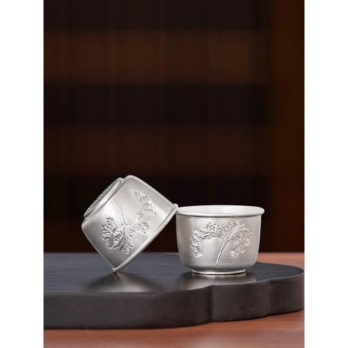 純銀酒杯茶杯手工足銀999白酒純銀酒杯家用銀茶杯純銀烈酒銀杯