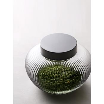 日式手工玻璃茶葉罐錫蓋金屬茶倉密封罐儲物罐子透明普洱茶葉罐大