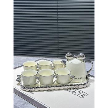陶瓷冷水壺家用茶壺水杯客廳耐高溫水具套裝高級感待客杯具茶具