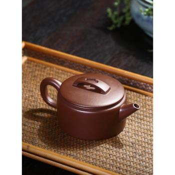 宜興紫砂壺純手工小品功夫茶具原礦老紫泥茶壺泡茶家用大口漢瓦壺