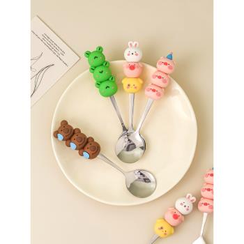 川島屋可愛勺子叉子家用兒童小湯匙不銹鋼飯勺高顏值卡通叉勺套裝