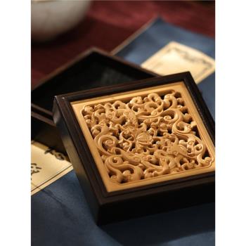觀復博物館黃楊木方形香盒家用室內香爐書房茶室盤香沉檀焚香熏爐