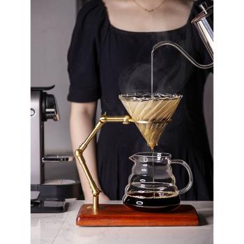 九土黃銅關節手沖咖啡具V60濾杯濾紙架咖啡器手沖咖啡支架滴漏式