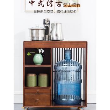 簡約茶水車燒水壺茶臺中式折疊茶邊櫃簡約茶室收納用可移動茶水車