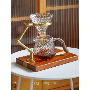 HACOFFEE日式復古黃銅手沖咖啡架折紙濾杯v60濾杯咖啡支架裝飾