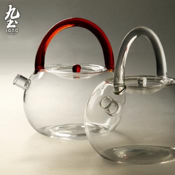 九土手工煮茶燒水玻璃壺加厚耐熱玻璃提梁壺功夫茶具電陶爐煮茶壺