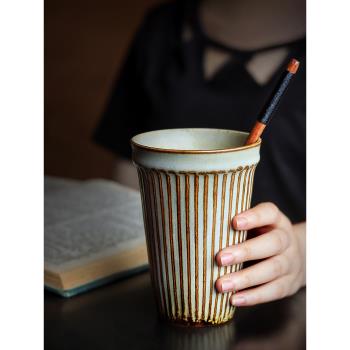 日式復古馬克杯咖啡杯手工粗陶水杯個性情侶杯下午茶手沖咖啡杯子