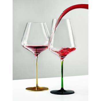 德國LESTEL水晶紅酒杯漸變色彩桿套裝勃艮第波爾多杯葡萄酒高腳杯
